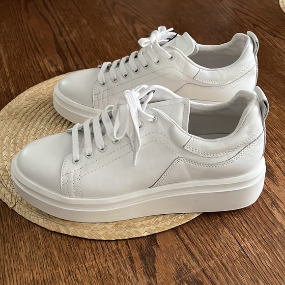 Zara leather Chunky Platform White Sneakers Size EU 42 - Picture 3 of 9